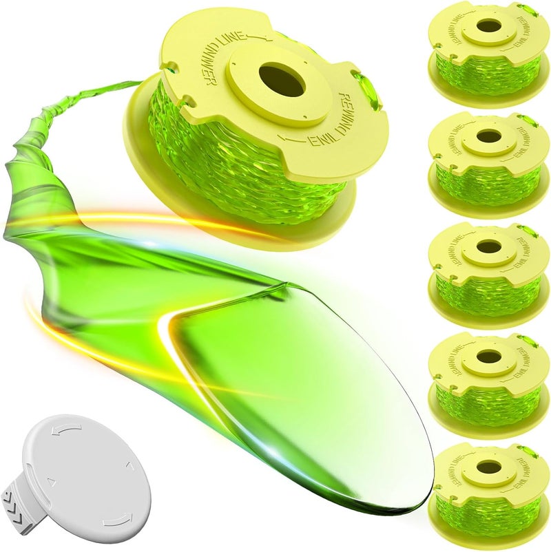 EVENTRONIC Weed Wacker String Compatible with Ryobi One Plus+ AC80RL3, 0.08'' String Trimmer Refill Line,Weed Eater String Compatible with Ryobi 18V, 24V, 40V Trimmers(6 Replacement Spools, 1 Trimmer Cap) - Image 1